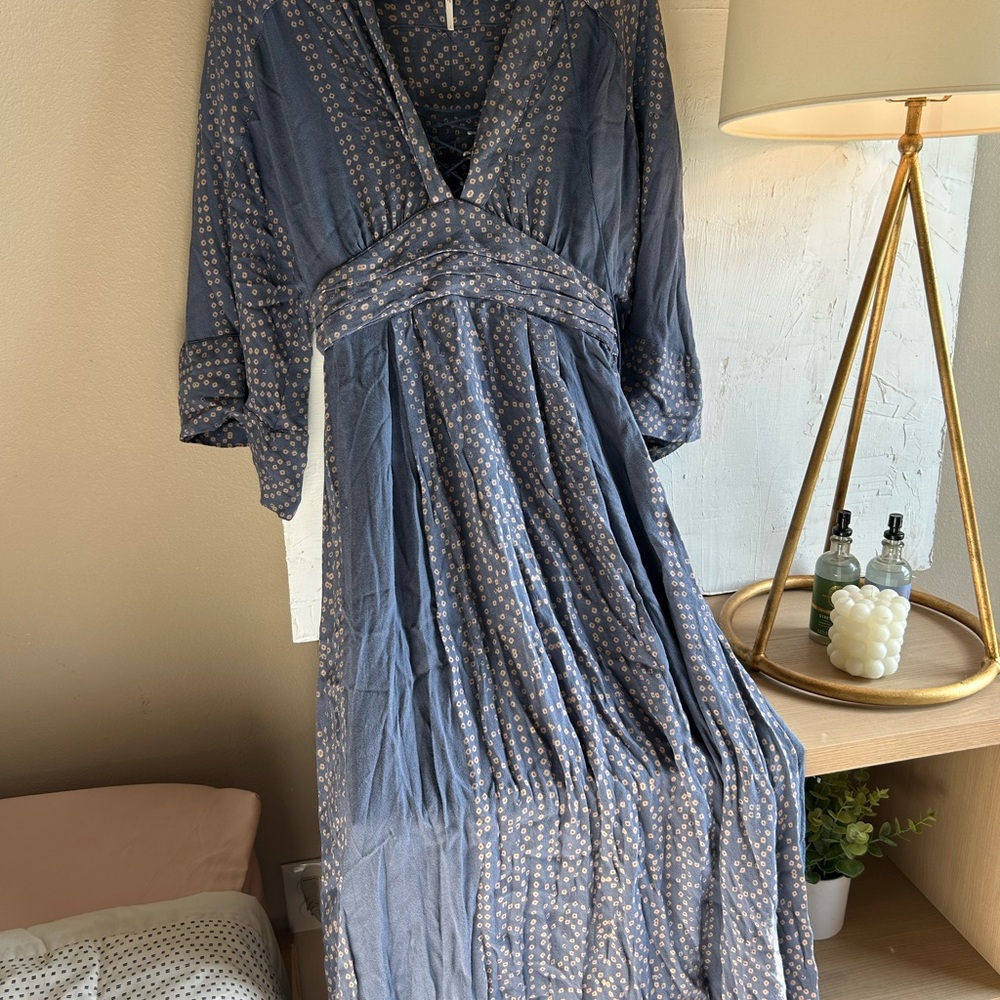 Free People Indigo and Cream Maxi Dress